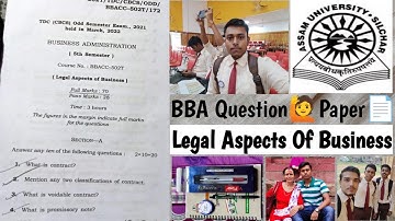 Assam University BBA Question Paper 2022 | Legal Aspects Of Business | @Navoneet Bhattacharjee