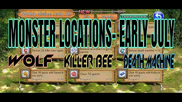 DFFOO GL - Monthly Chocoboard Panel Monster Locations Early July: Wolf, Killer Bee, Death Machine