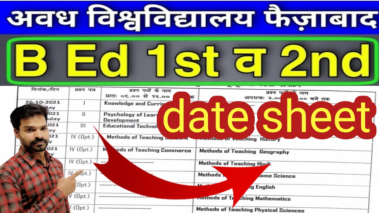 Avadh University b.Ed date sheet | 1st year and 2nd year | rmlau bed scheme kaise download Karen