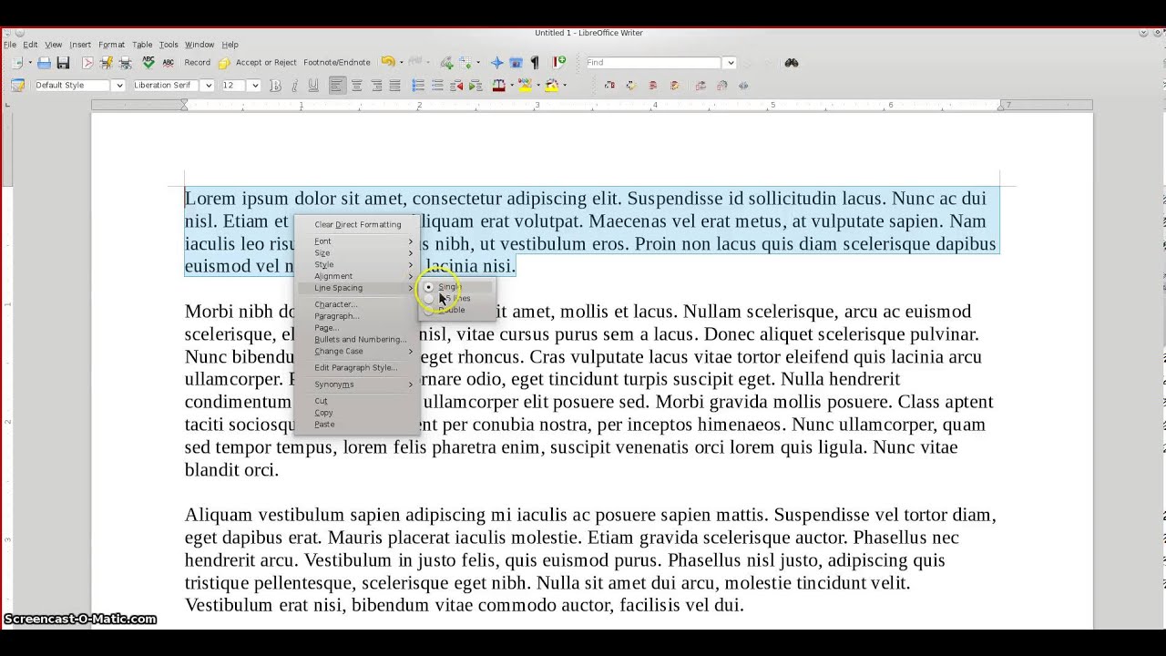 Libreoffice 4 How To Double Space Text Youtube