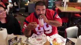 Esteban M doing the 3 lb hamburger challenge fuddrucker