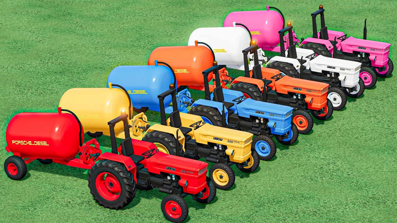 Tanker Work With Mini Fiat Tractor - Transporting TRUCKS  Of Colors | Farming Simulator 22