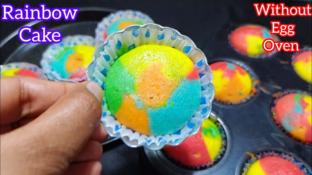 New Years Special रेनबो मफिन कप केक रेसिपी विटाउट Egg Oven YouTube