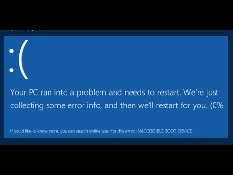 How to FIX : Your PC Ran Into a Problem and Needs to Restart | INACCESSIBLE_BOOT_DEVICE