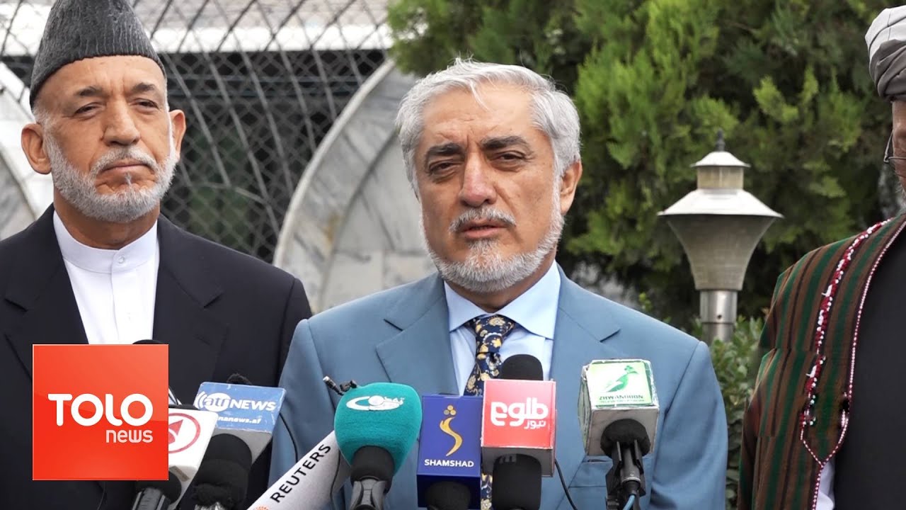 نشست خبری حامد کرزی و عبدالله عبدالله در باره سفر دوحه