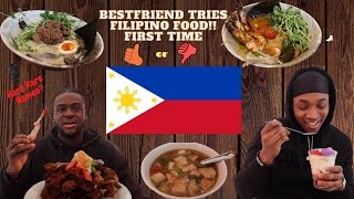 BESTFRIEND TRIES FILIPINO FOOD FOR THE FIRST TIME!!sinigang na baboy,Sisig,Kare Kare Ramen,Halo Halo