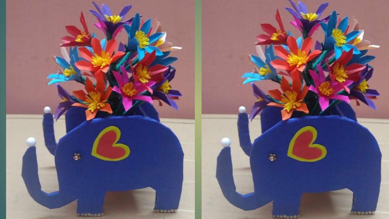Amazing elephant flower vase paper elephant paper flowers diy