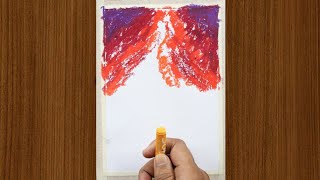 Drawing with Oil Pastel for beginners / Galaxy Mountain Painting with Oil Pastel