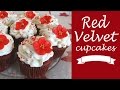 Cupcakes de red velvet con frosting de queso crema y vainilla