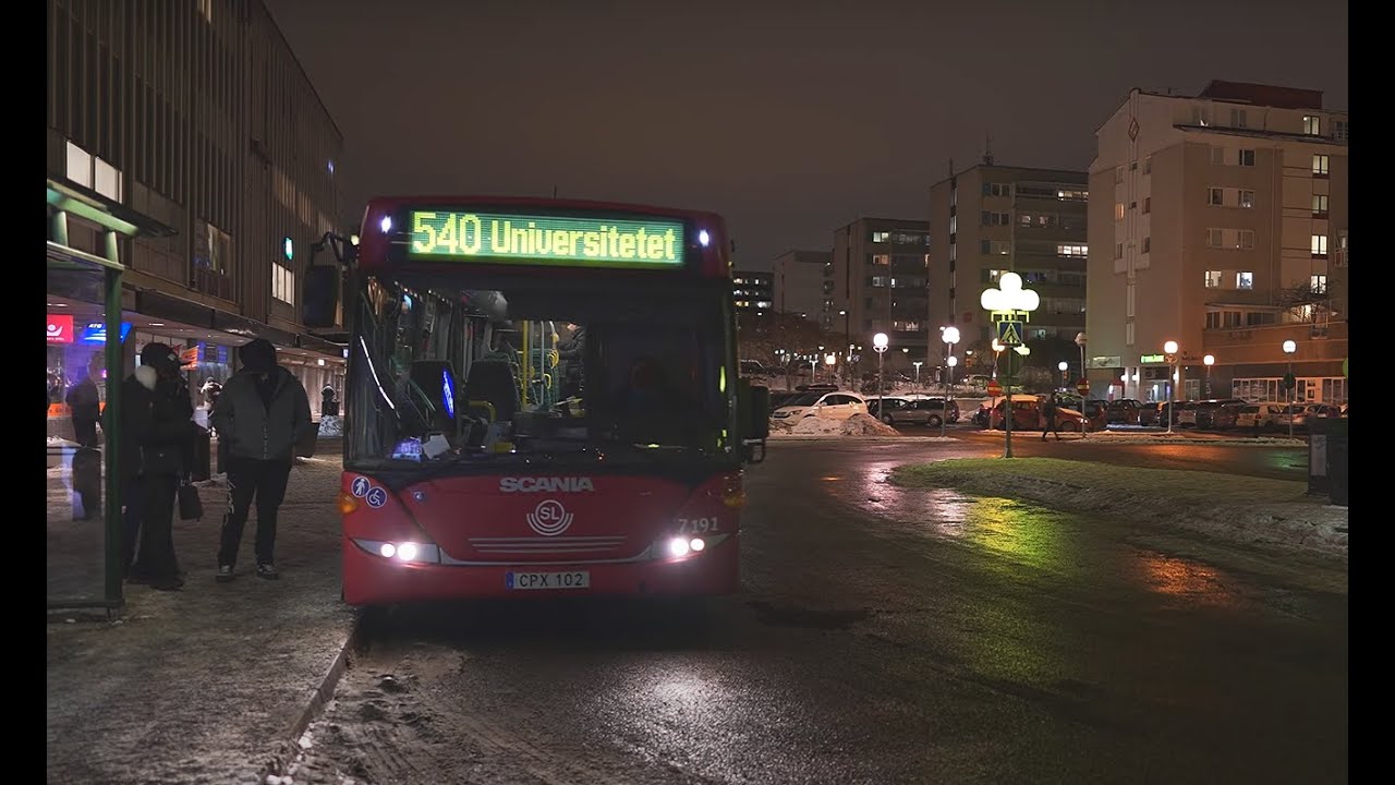 Sweden, Stockholm, bus 540 night ride from Hallonbergen to Ulriksdals Station