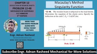 12-48 Macaulay's Method | Deflection of Beams & Shafts | Mechanics of materials RC Hibbeler