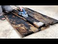 Amazing Wood Recycling Project From Burnt Wood // Super Sturdy And Easy To Make Round Dining Table