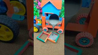 😲Mini tractor create a cement pillar step by step  🔥DIY construction machine #shorts