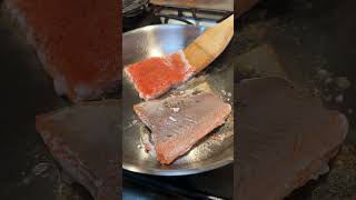 2nd attempt cooking salmon in a stainless steel pan