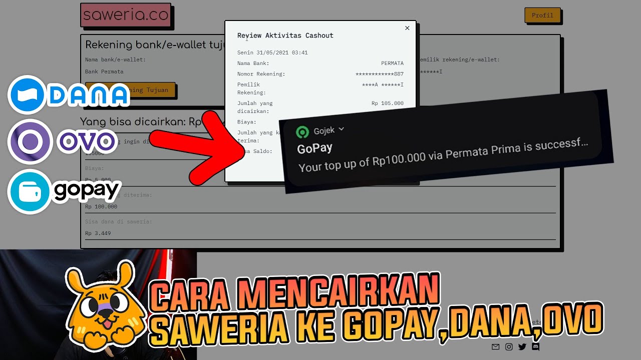 CARA MENCAIRKAN / TARIK SALDO SAWERIA KE GOPAY , DANA , OVO 