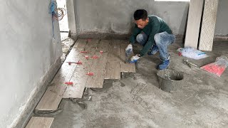 Techniques Construction Bedroom Floor With wood imitation ceramic tiles