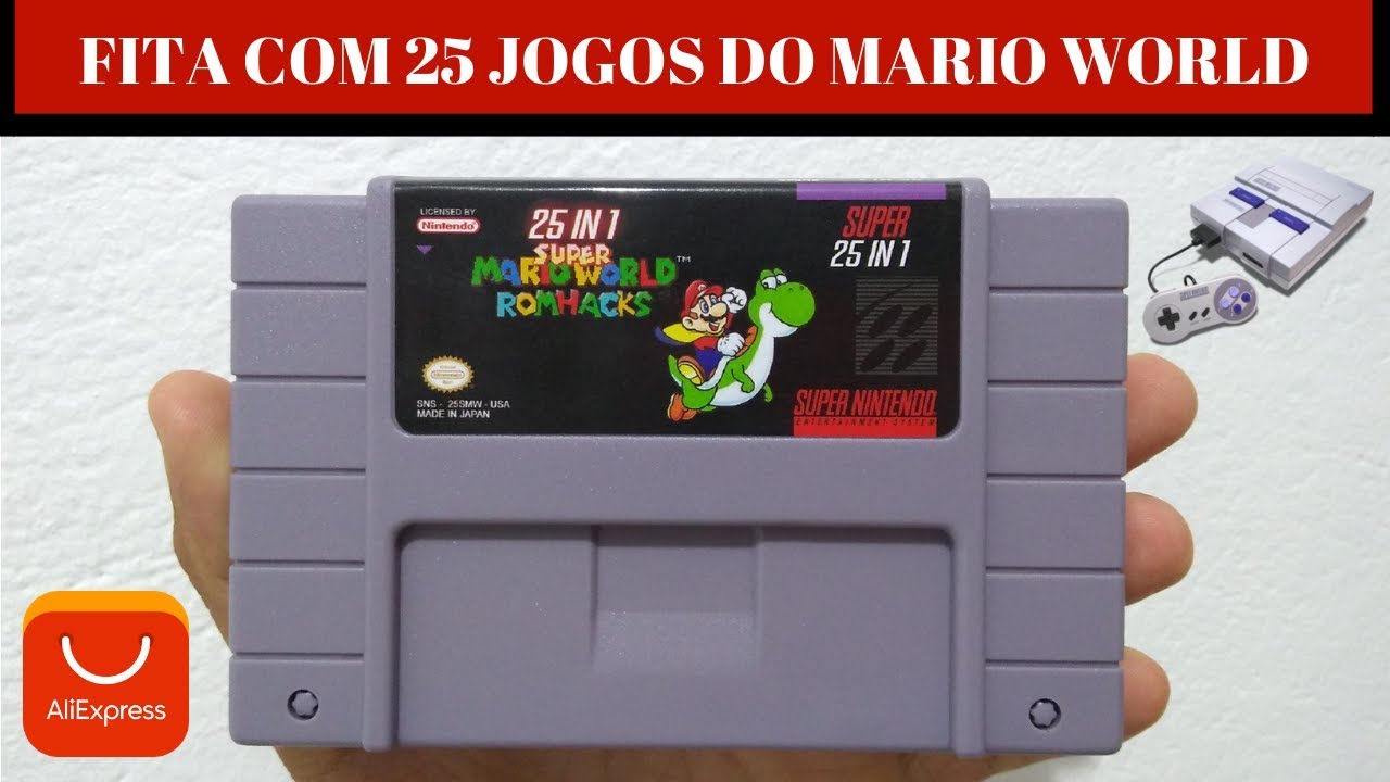 Cartucho de Super Nintendo Com 25 Jogos do Super Mario World