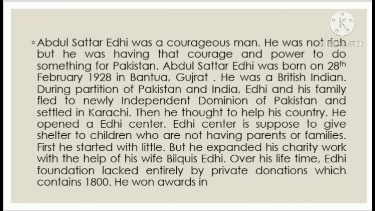 creative writing abdul sattar edhi essay in english