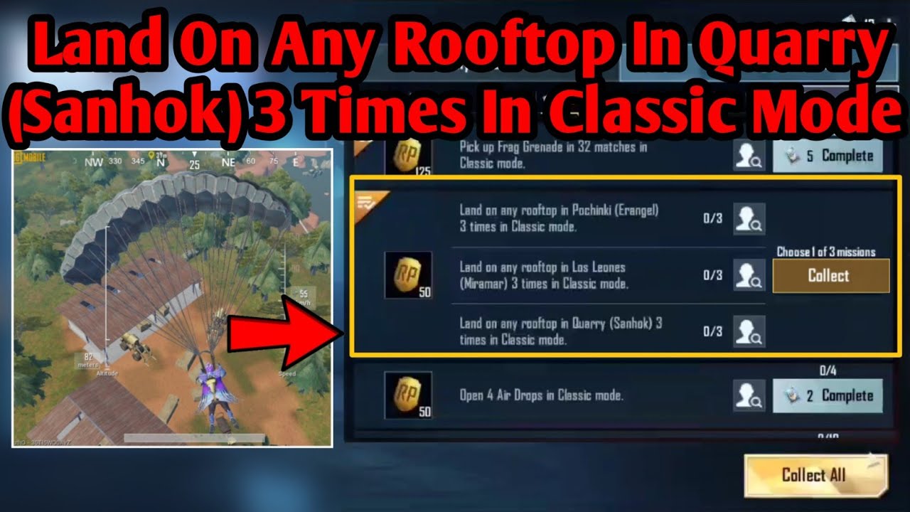 LAND ON ANY ROOFTOP IN QUARRY (SANHOK) 3 TIMES IN CLASSIC MODE WEEK 6