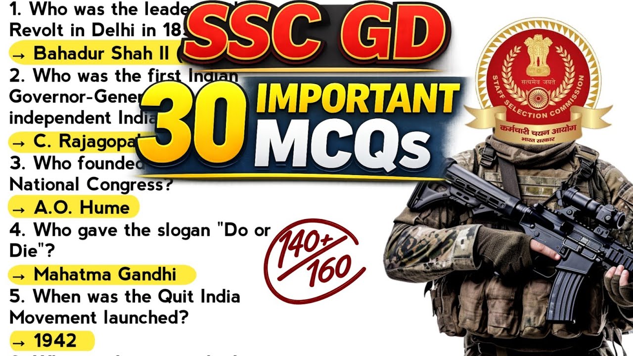 Top 30 important GK GS Questions || SSC GD JKP constable Delhi police || Important MCQs 