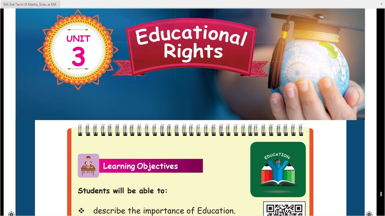 EDUCATIONAL RIGHTS - TERM-3  - UNIT-3  - SOCIAL SCIENCE - 5TH STD - ENGLISH  MEDIUM