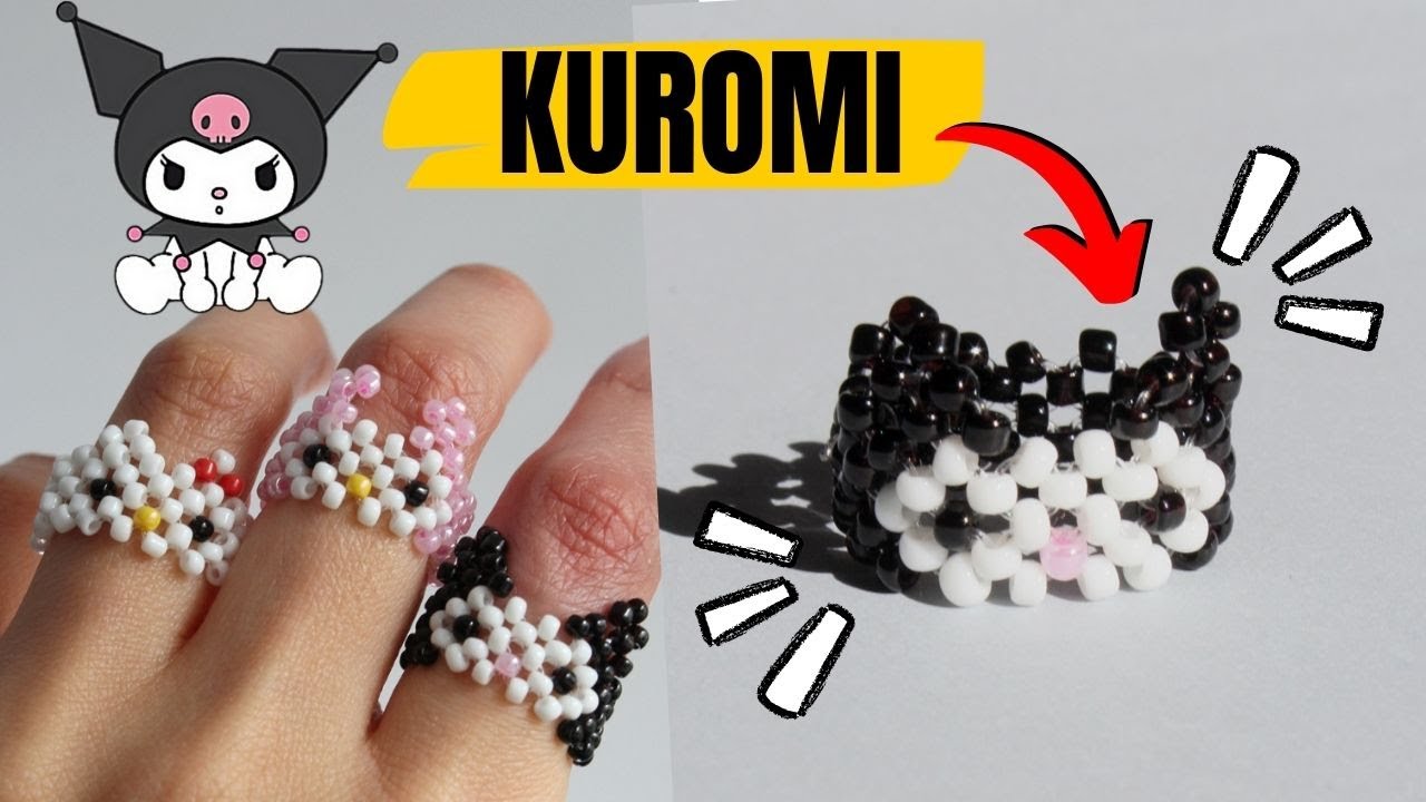DIY ✨Anillo de KUROMI con Chaquiras 🌼Anillos Aesthetic🌺