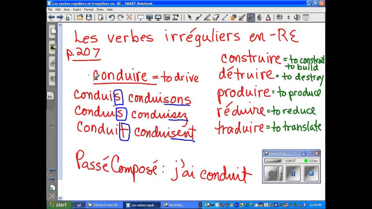 les-verbes-reguliers-et-irreguliers-en-re-audio-notes-by-mme-camp-youtube