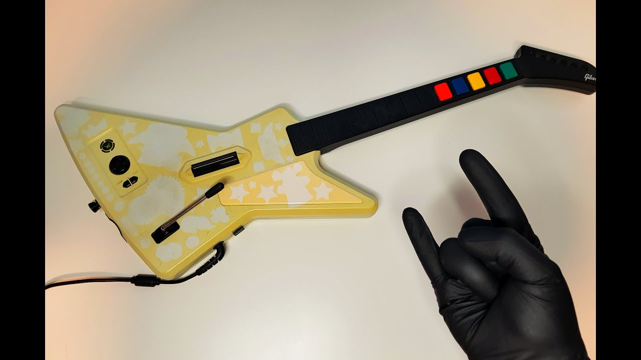 Old Yellow Guitar Hero Controller Restoration - ASMR
