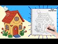How to Draw a Cute House 🏠 | Easy House Drawing for Kids | Step by Step
