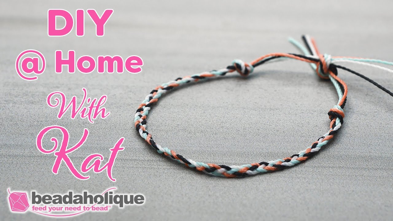 How to Make a 4 Strand Braided Friendship Bracelet using Waxed ...