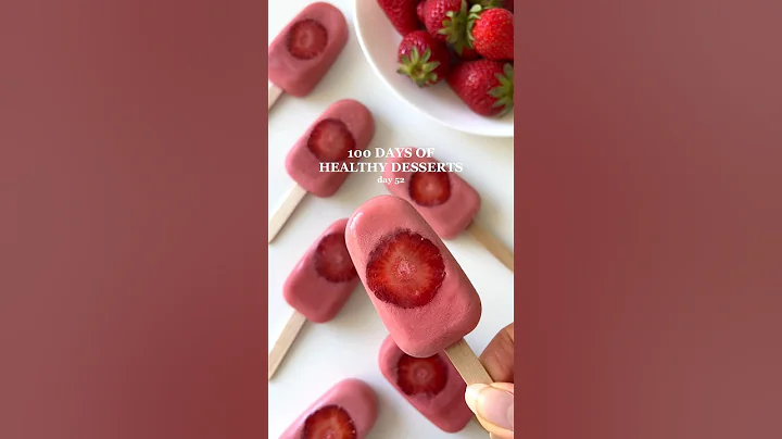 Healthy Dessert Idea: Strawberry Popsicles! Recipe in my Ebook💗 #healthydessert #vegandessert