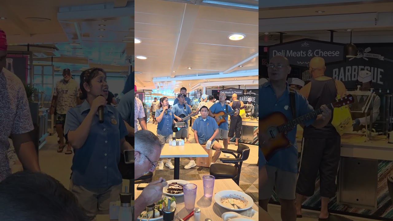 The Buffet Bards singing Country Roads in the Caribbean Princess Buffet