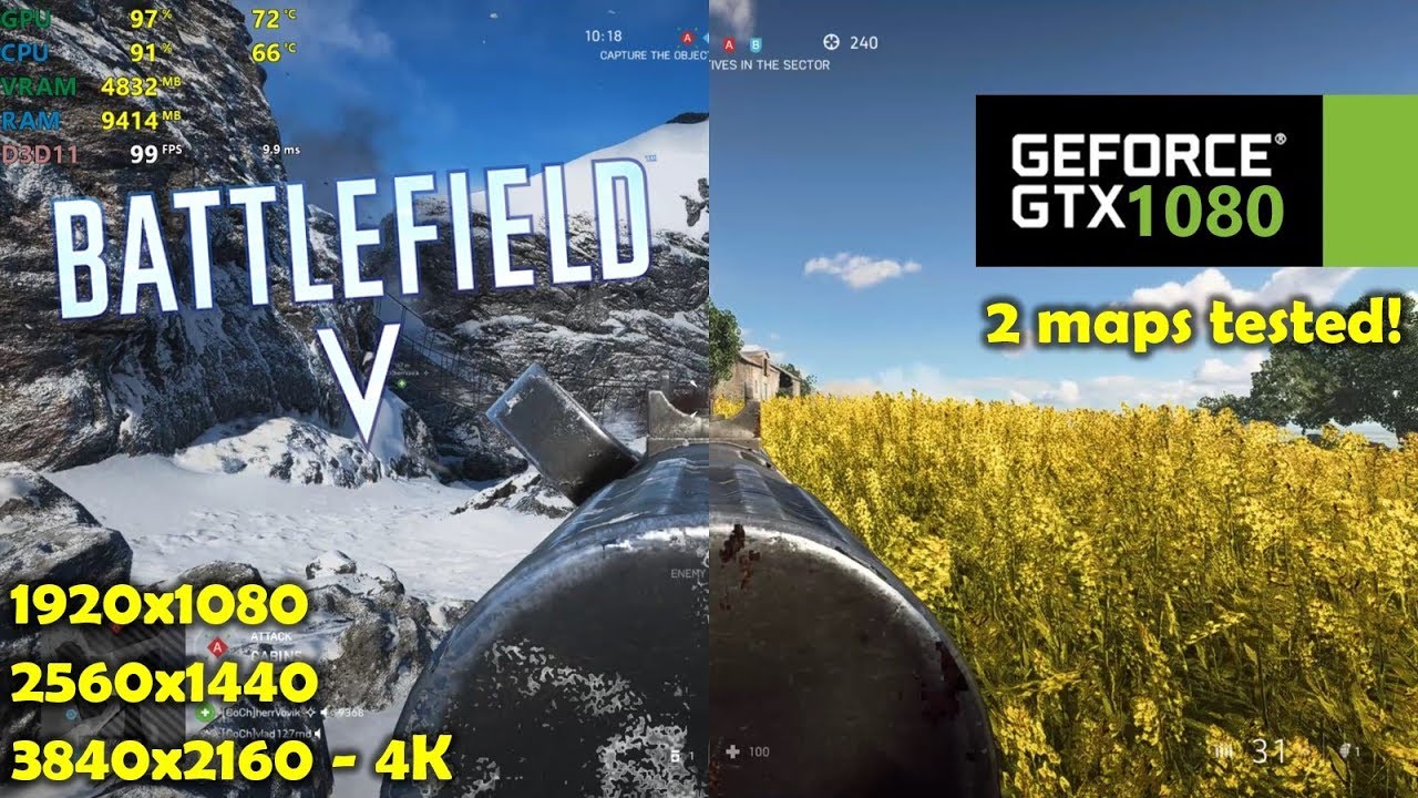 GTX 1080 | Battlefield V / 5 - 1080p, 1440p, 4K - fps in 2 maps!
