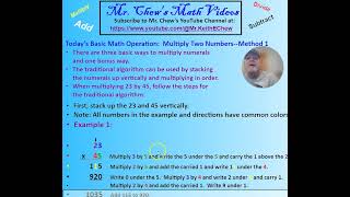 Multiply Numbers Using the Traditional Algorithm