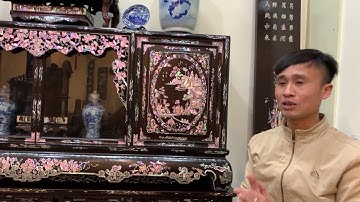 Tủ Chè Khảm Ốc Xà Cừ Đỏ - Nội Thất Nhà Gỗ - Sập Gụ - Bộ Ghế Trúc - Tràng Kỷ Cổ - Tủ Chè Lối Cổ Xưa