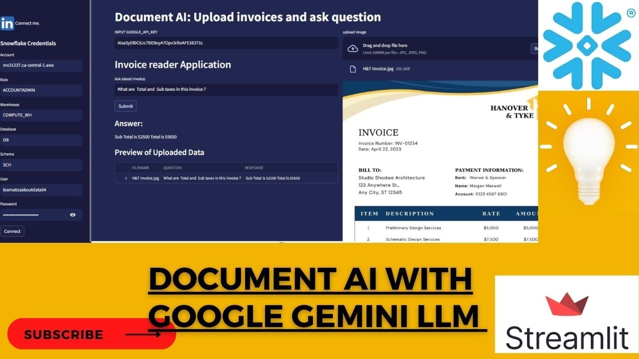 Document AI with Google's Gemini also save data to Snowflake - YouTube