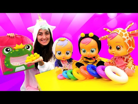 Весёлые игры - Куклы БЕБИ собирают Пирамидку! - Видео игры с Cry Babies и Милая Пони Единорожка