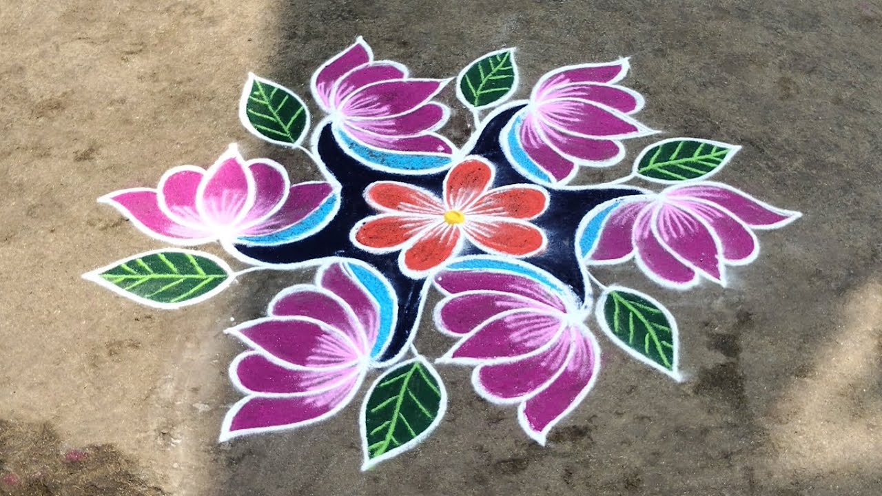 Beautiful lotus flower rangoli 5*3 /@Malathirangolikolam