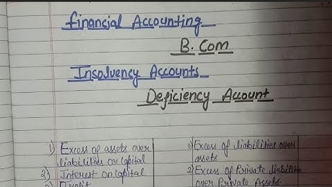 Insolvency Account B.Com 1st Year | Deficiency Account |Statement of Affairs And Deficiency Account