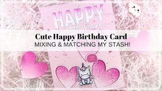 Cute Girls Handmade Unicorn Card | Copic Colouring | Mama Elephant | Hello Bluebird | Avery Elle