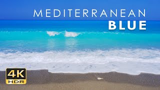 4K HDR Mediterranean Blue  Crashing Sea Waves  Ocean Surf Sounds  60 fps  Relaxing Beach Video