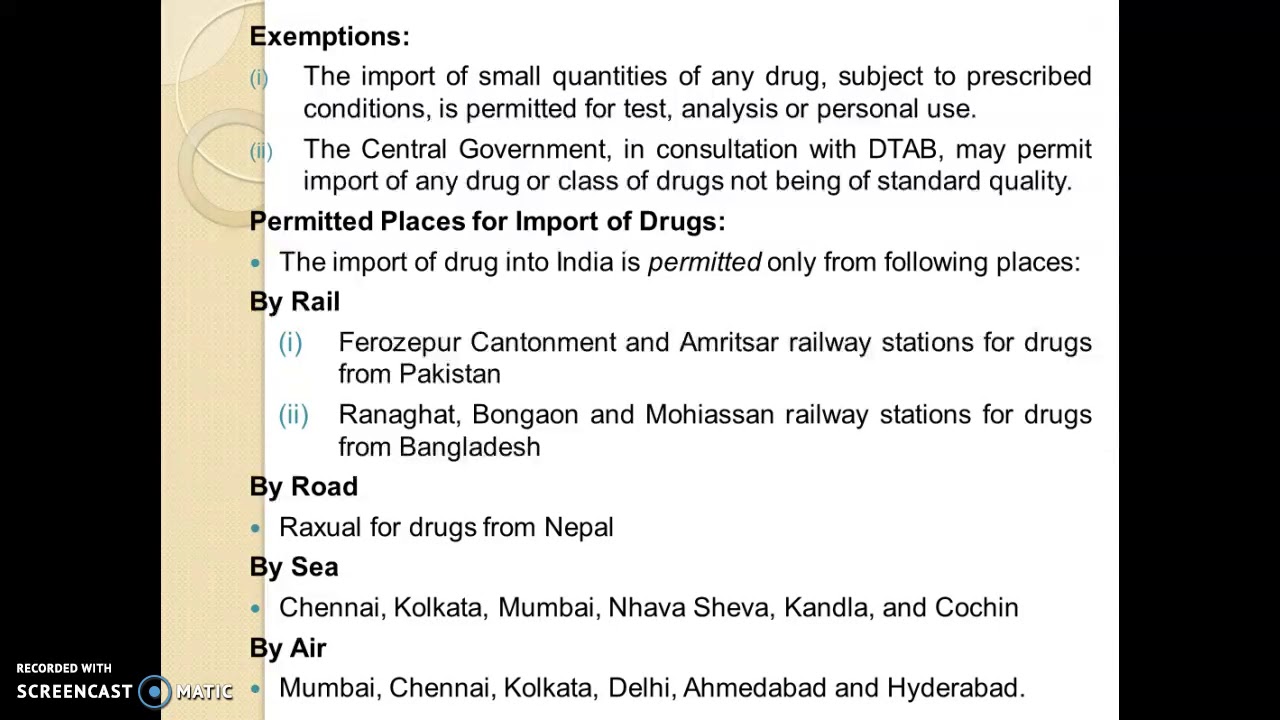 Import of Drugs and Cosmetics