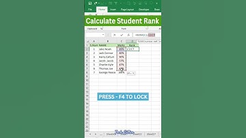 Excel Formula to Calculate Student Ranking