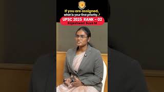 UPSC 2025 Rank 2 Strategy: First Priority After Posting | Rajeshwari Suve M Interview Insights