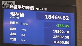 平均株価が一時1万8500円下回る　為替は円高水準(17/04/12)