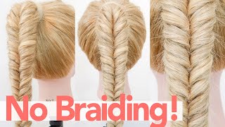 NO BRAIDING BRAIDS EP. 2  How to Fishtail Braid Using Only Elastics! Perfect For Short To Long Hair