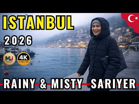 Istanbul Walking Tour 4K | Sarıyer Seaside, Misty Weather & Local Life 🇹🇷