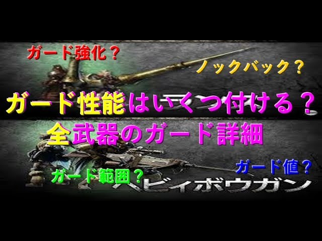 Mhw ガード性能 範囲 ノックバック 威力値 ガード強化 ヘビィボウガンシールド性能 モンハンワールド Youtube