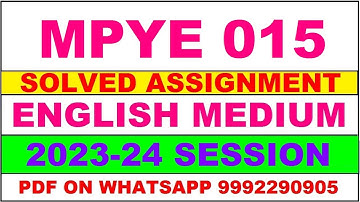 mpye 015 solved assignment 2023-24 | mpye 15 solved assignment in english 2024 | mpye 15 2024