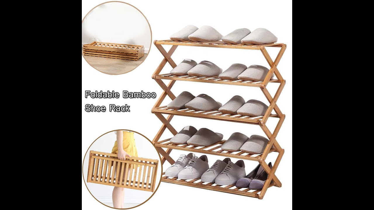 5 Layer Foldable Multi functional Bamboo Shoe Rack